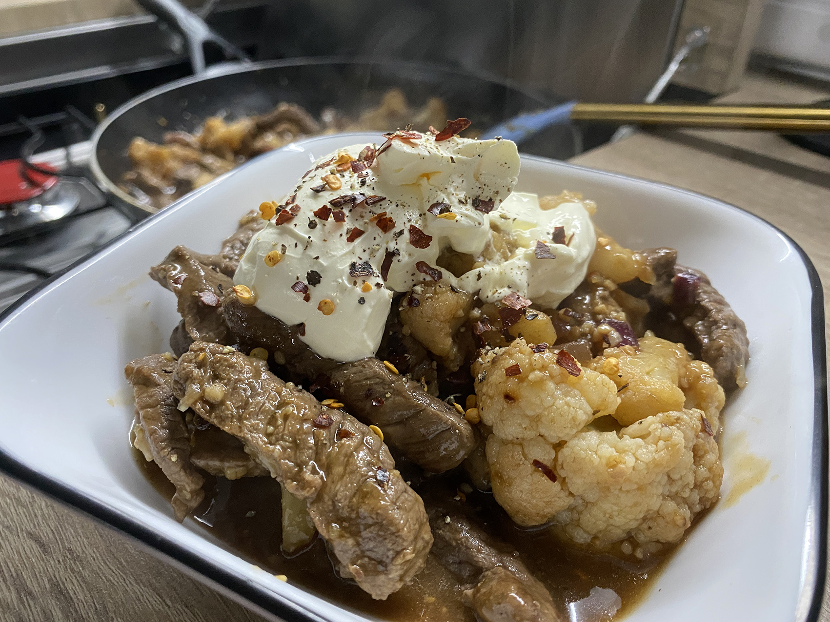 healthy stir fry, keto stir fry, keto beef stir fry, cauliflower stir fry, adu recipe